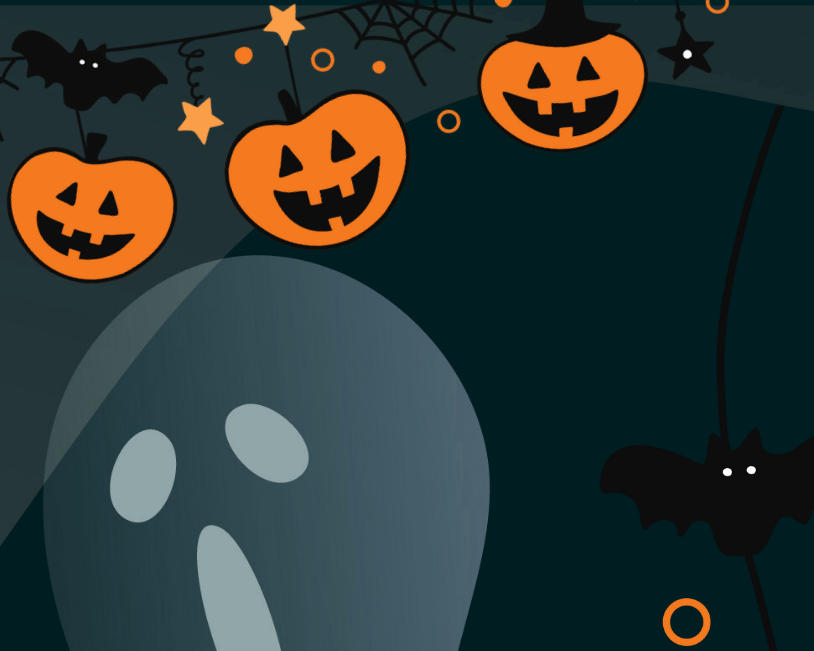 Halloween ghost and pumpkin graphic